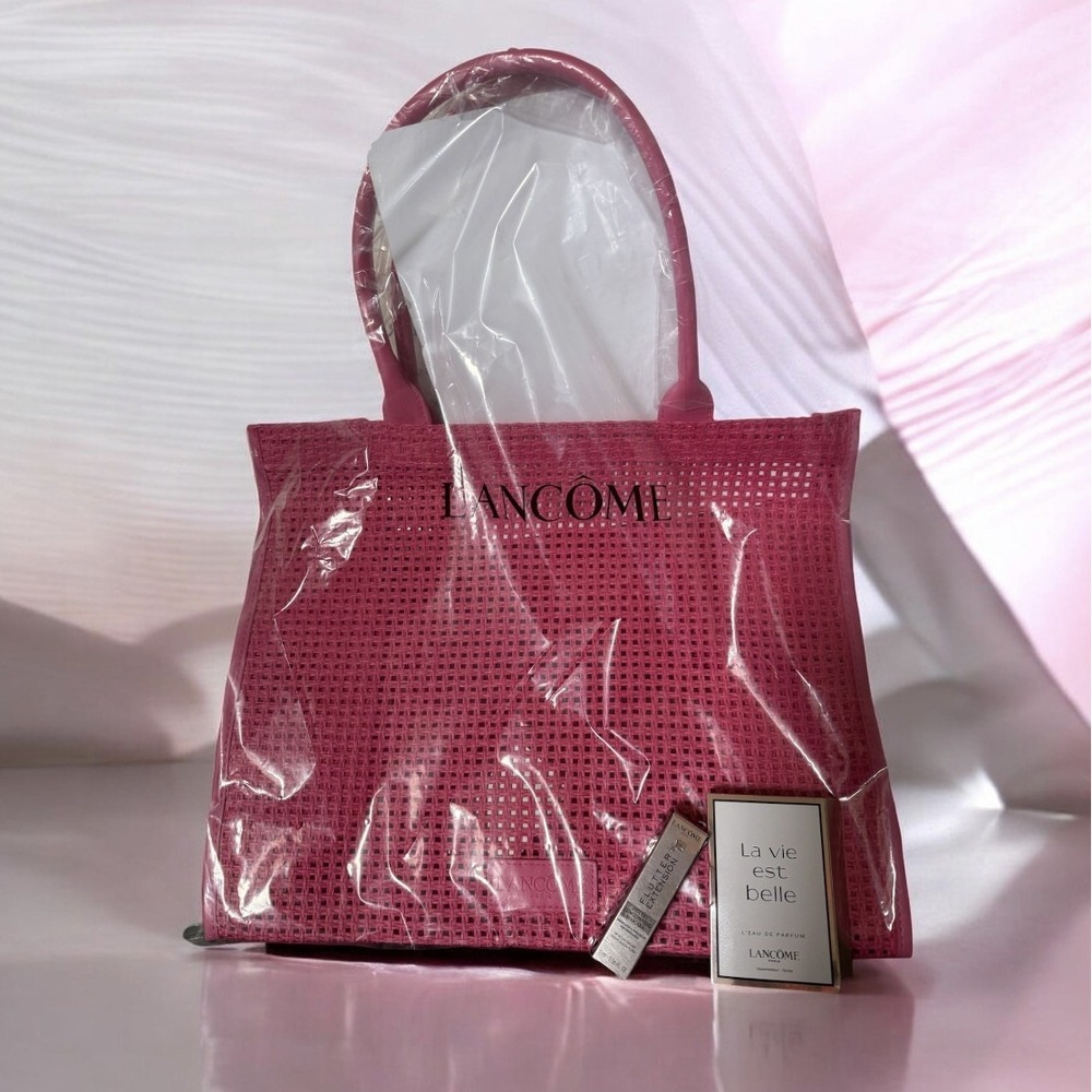 Lancôme Pink Tote + MINI 01 Flatter Extension Mascara La Vie Es Belle GWP. NIB
